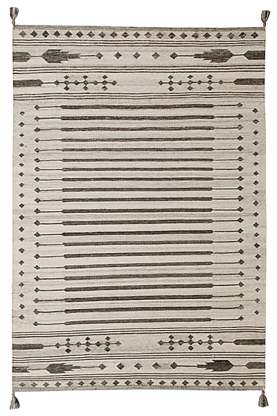 Grey Handwoven Rug In Wool by The blue knot