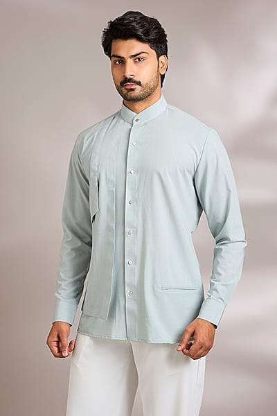 Mint Green Tencel Shirt by AMIT ARORA