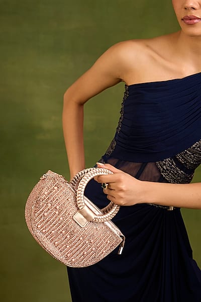 Rose Gold Faux Leather Pearl & Crystal Handbag by Be Chic-POPULAR PRODUCTS AT STORE