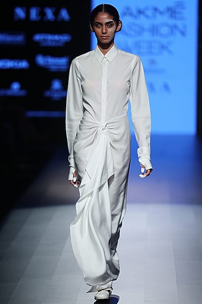 White Knotted Dress by Rajesh Pratap Singh